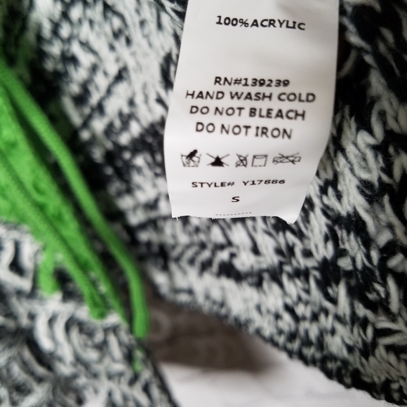 DO + BE Cardigan Sweater Color Block Grunge  Oversized  Looped Fringe NWT small - Picture 3 of 10